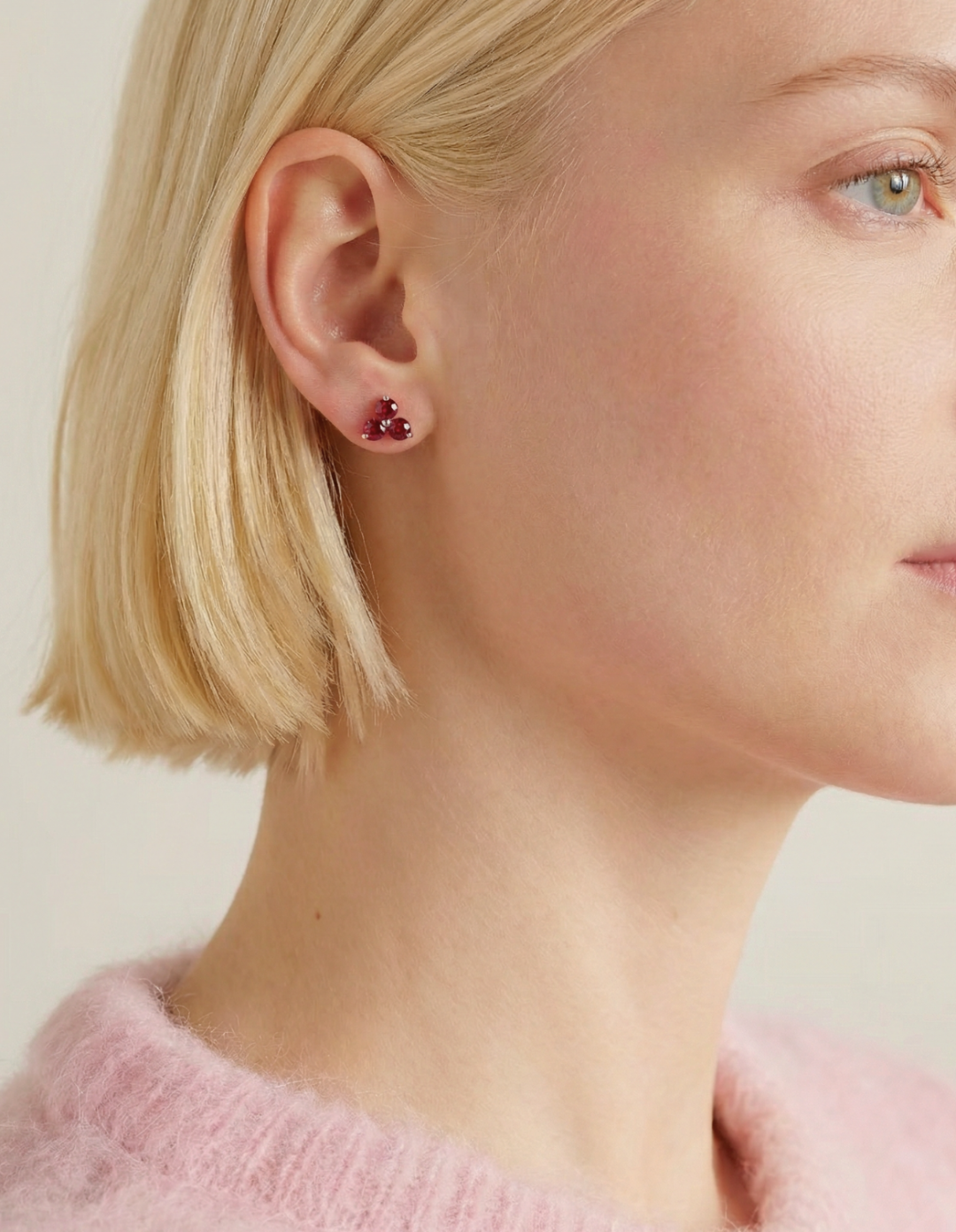 Trio Heart Ruby Studs by Kiaash on curated-crowd.com