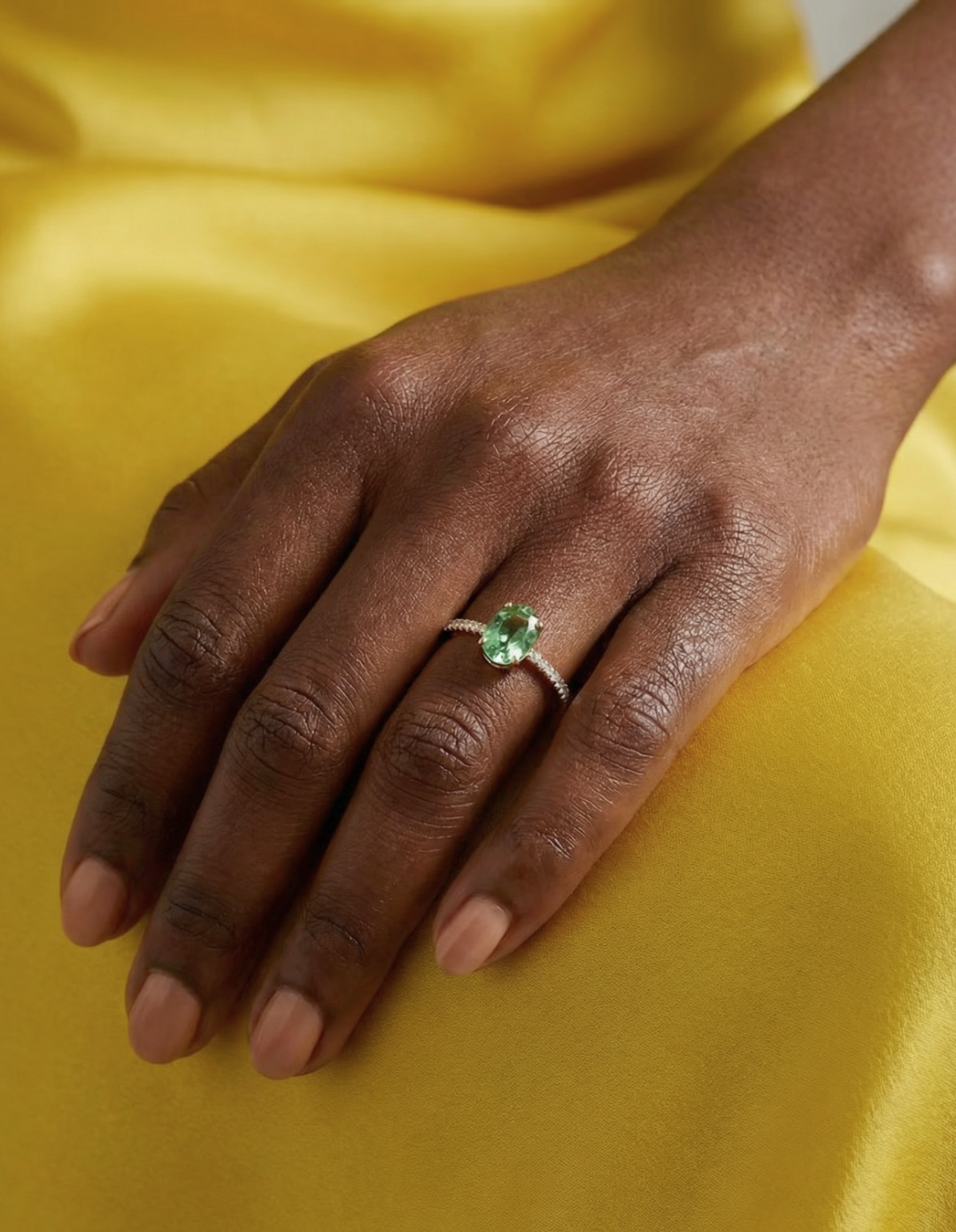 Kora Green Tourmaline Ring with Diamond by Kiaash on curated-crowd.com