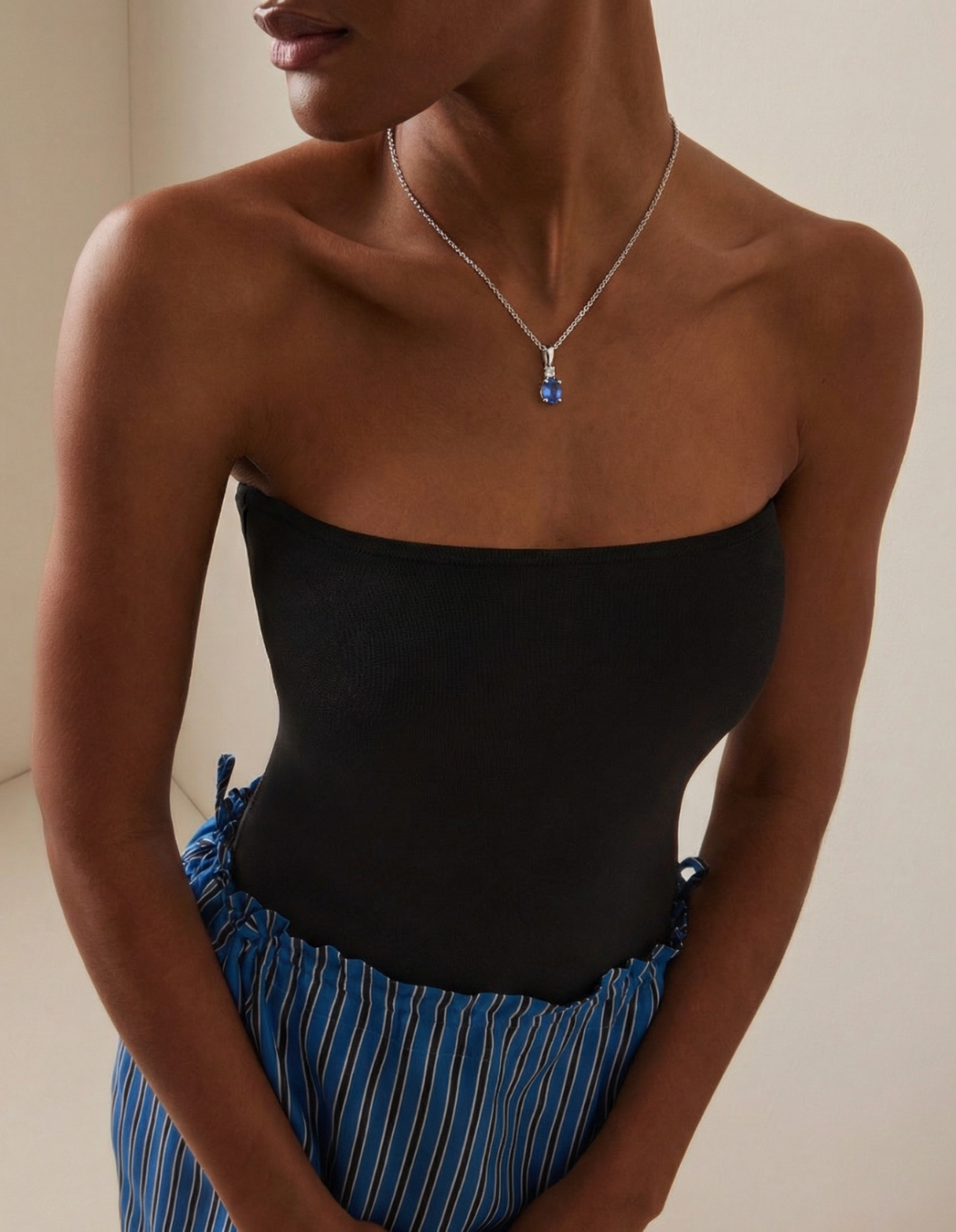 Amari Oval Tanzanite Pendant with Diamond by Kiaash on curated-crowd.com