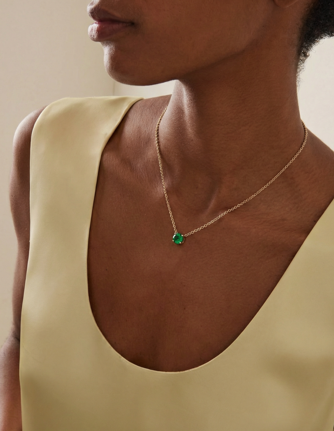Solitaire Emerald Necklace by Kiaash on curated-crowd.com