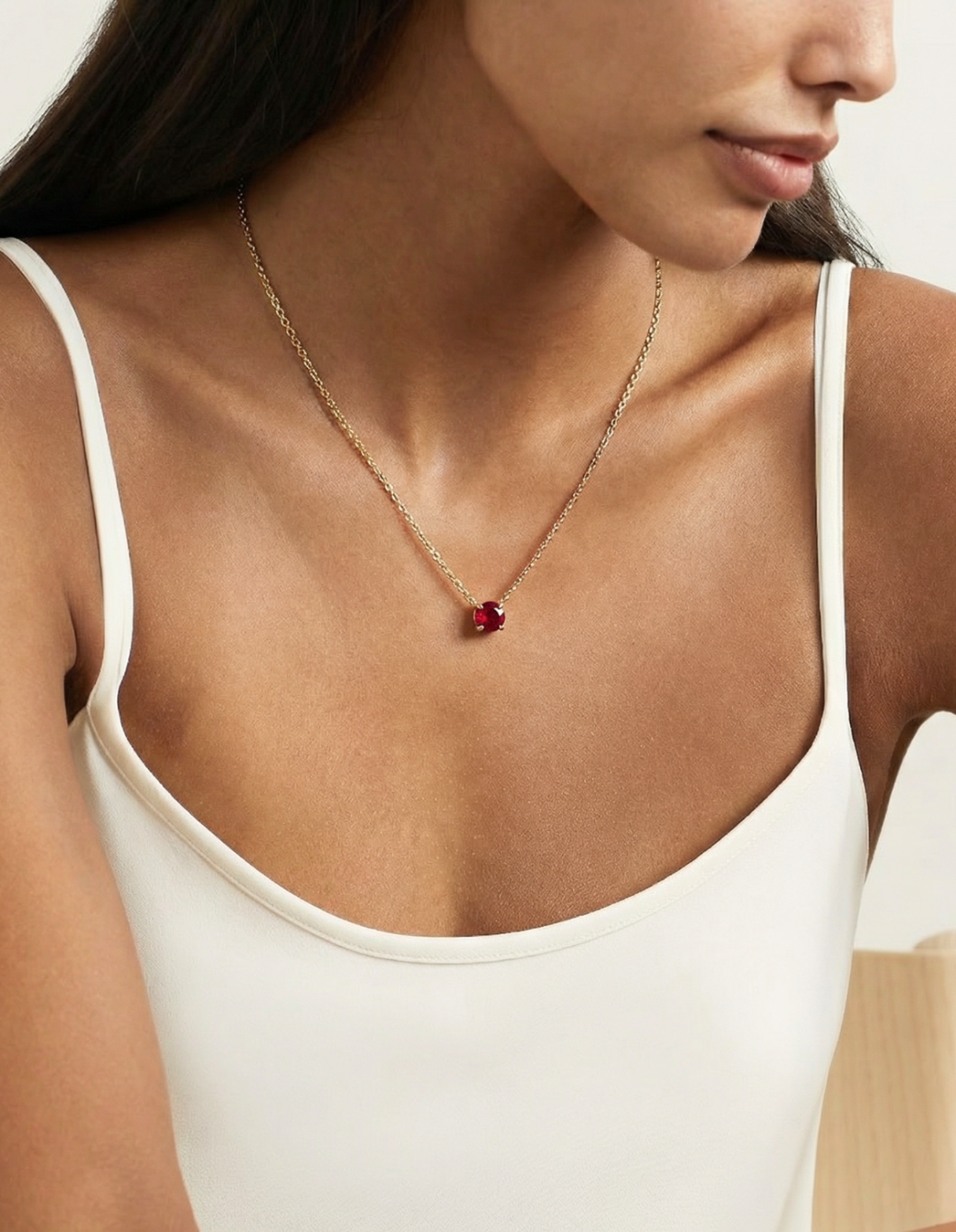 Solitaire Ruby Necklace by Kiaash on curated-crowd.com