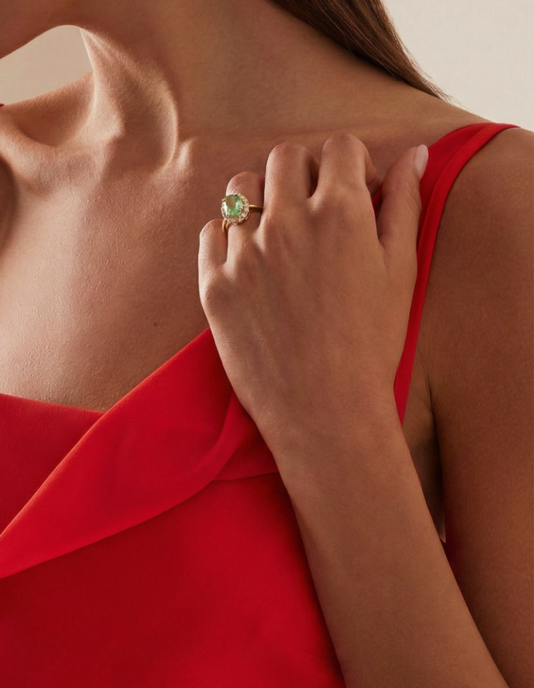 Mint Green Tourmaline Ring with Diamond by Kiaash on curated-crowd.com