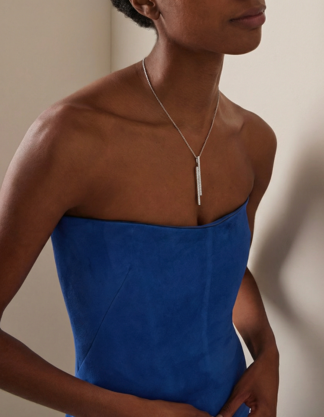 Gaia Two Bar Diamond Pavé Neck by Kiaash on curated-crowd.com