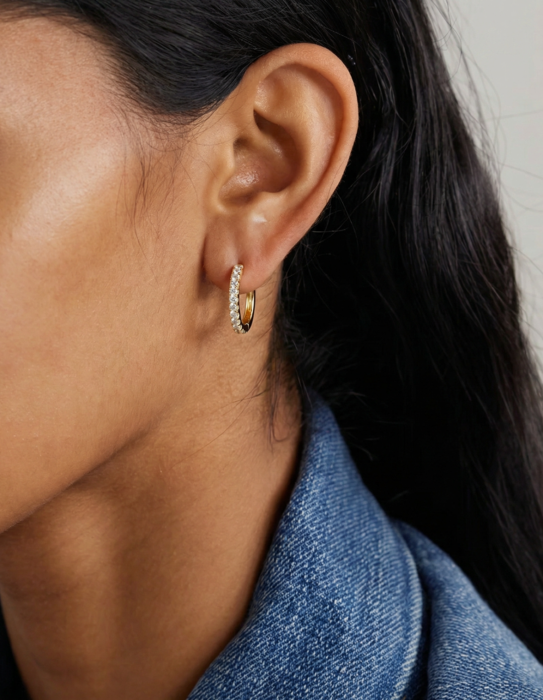 Classic Pavé Diamond Huggies by Kiaash on curated-crowd.com