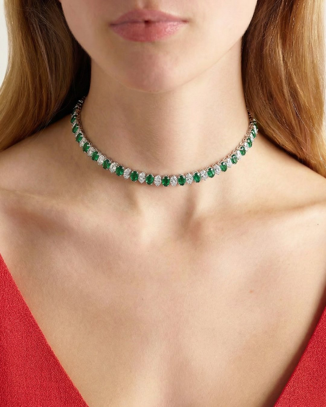 Esoteric Choker Emerald and White by Talita London on curated-crowd.com