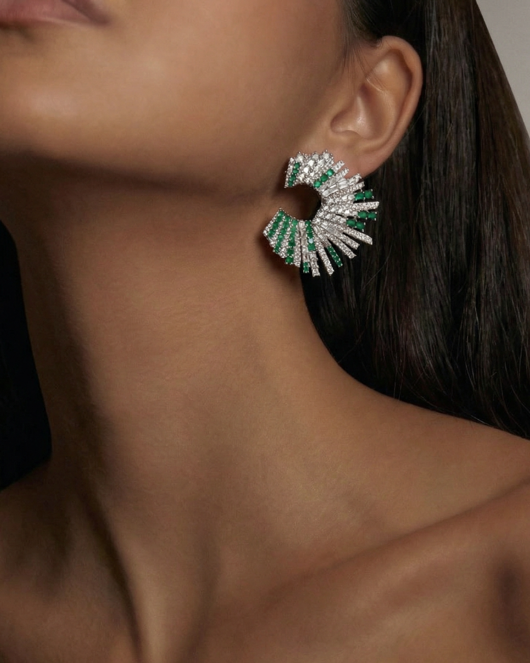 Starstruck Earrings in Green and White by Talita London on curated-crowd.com