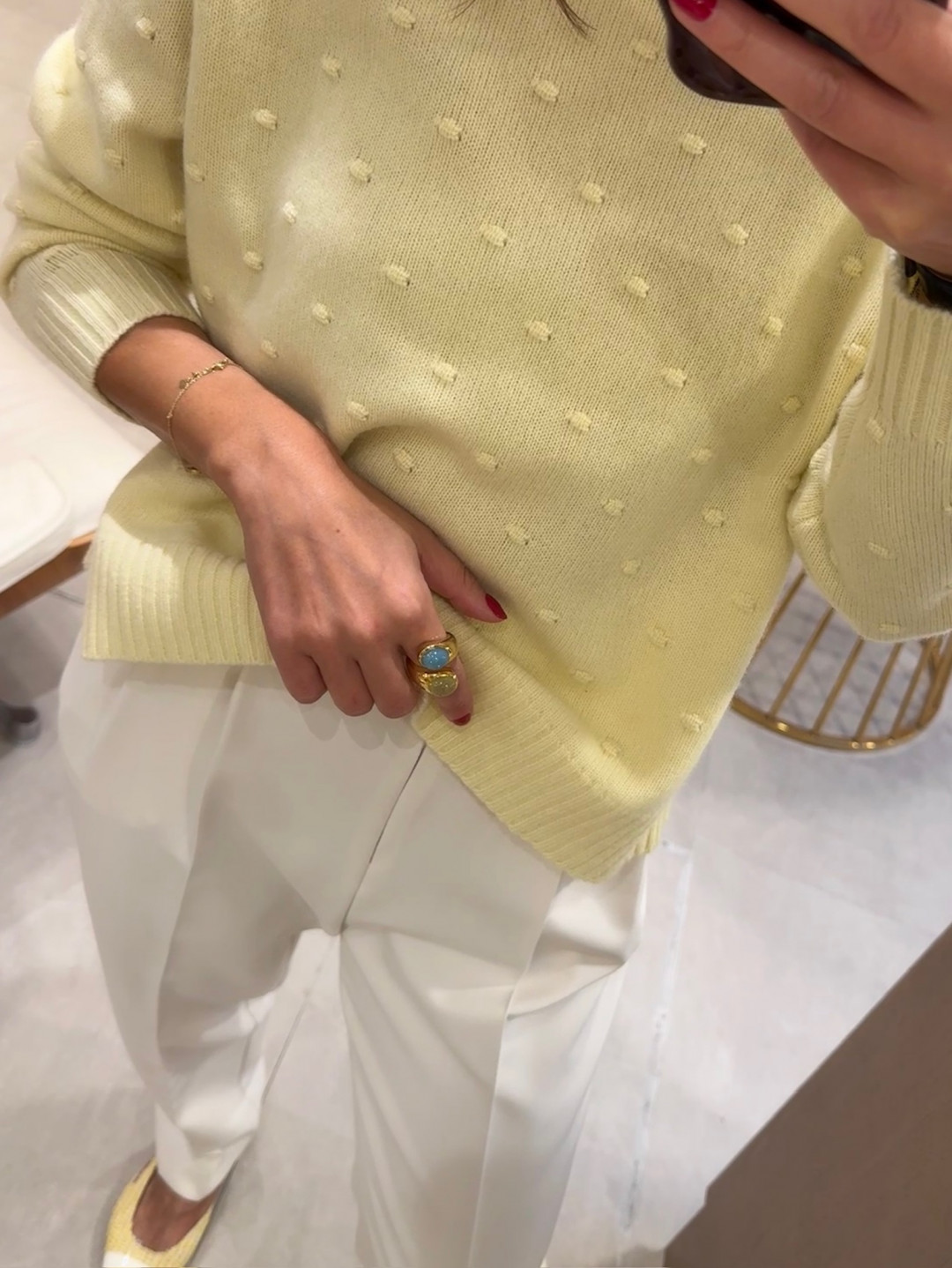 Blue Chalcedony & Prehnite Athena Ring by Tay Jewellery on curated-crowd.com