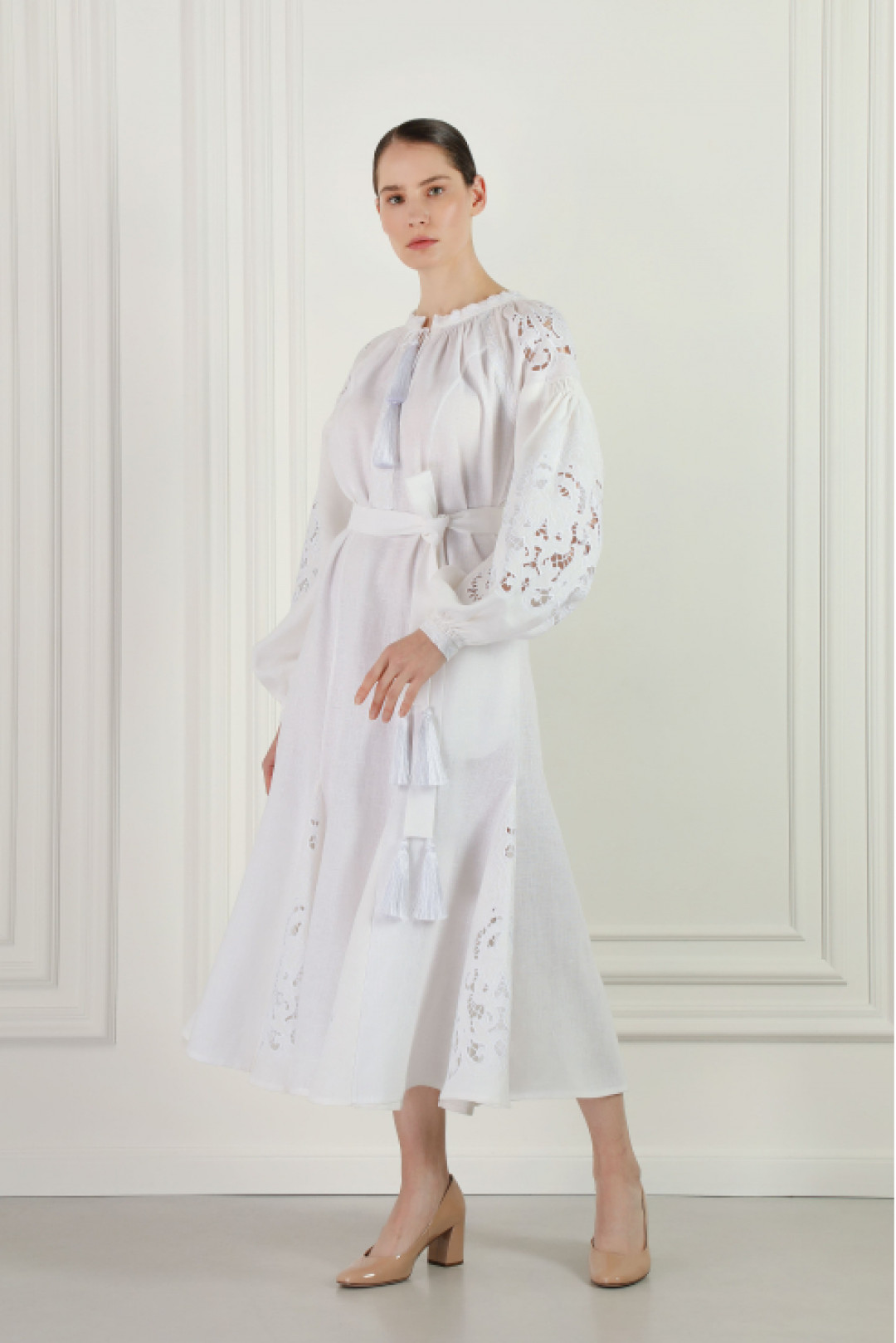 Sweetheart White Midi Dress by FOBERINI on curated-crowd.com