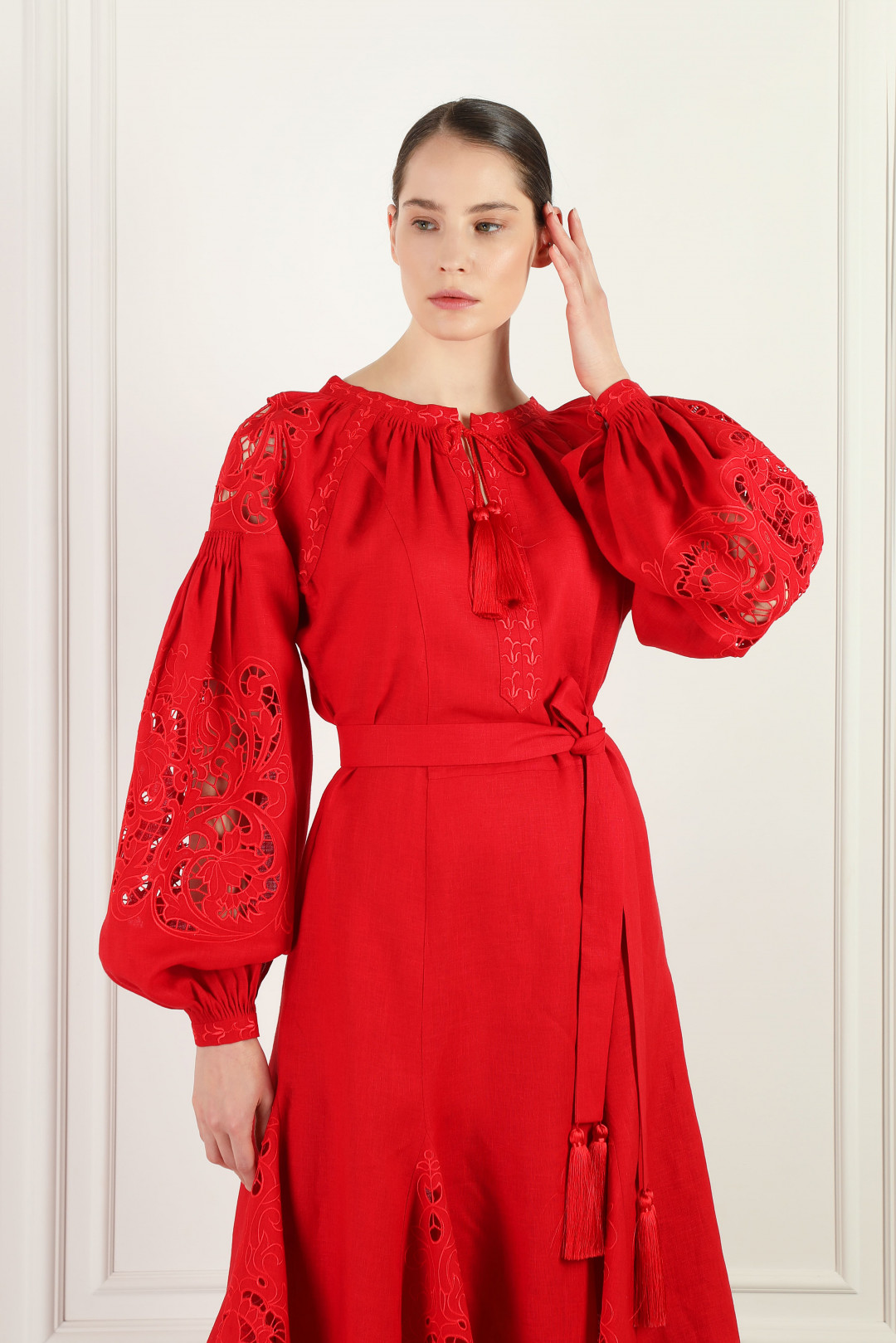 Mariyana Red Midi Dress by FOBERINI on curated-crowd.com