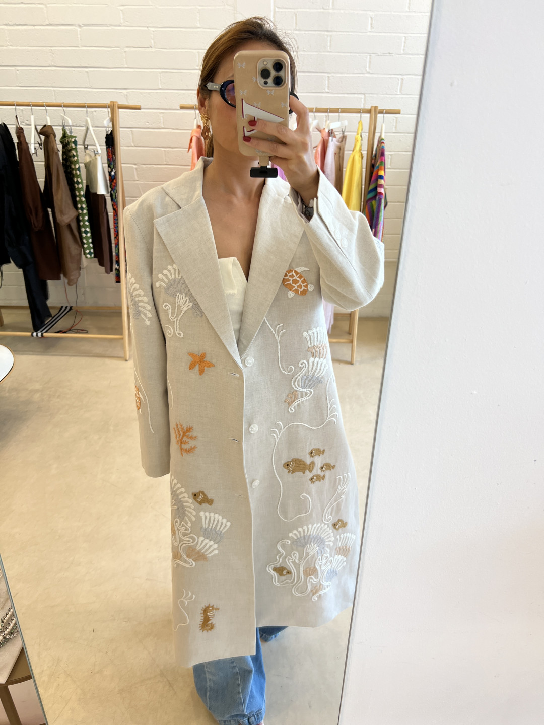 Seashell Coat Linen by Artwear Gallery on curated-crowd.com