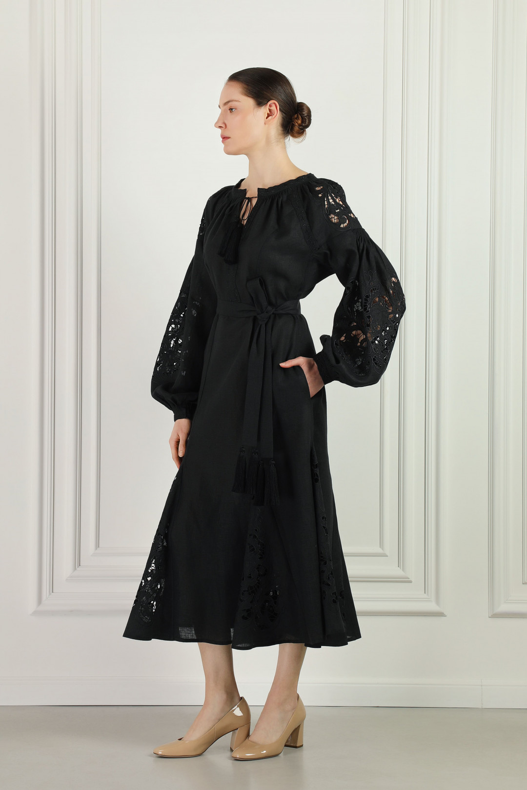 Valery Black Midi Dress by FOBERINI on curated-crowd.com