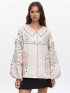 Beige Embroidered Shirt with Collared Bandura by Etnodim on curated-crowd.com