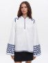 Embroidered Linen Blouse with Wide Sleeves 'Teren Syniy' by Etnodim on curated-crowd.com