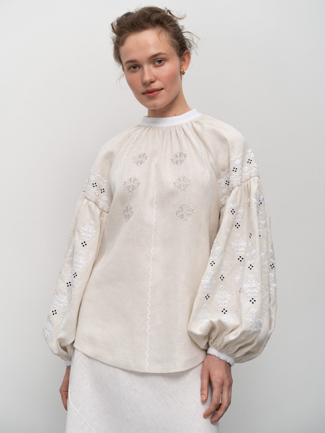 White Embroidered 'Poltavska' Blouse by Etnodim on curated-crowd.com