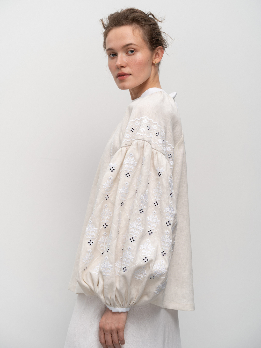 White Embroidered 'Poltavska' Blouse by Etnodim on curated-crowd.com