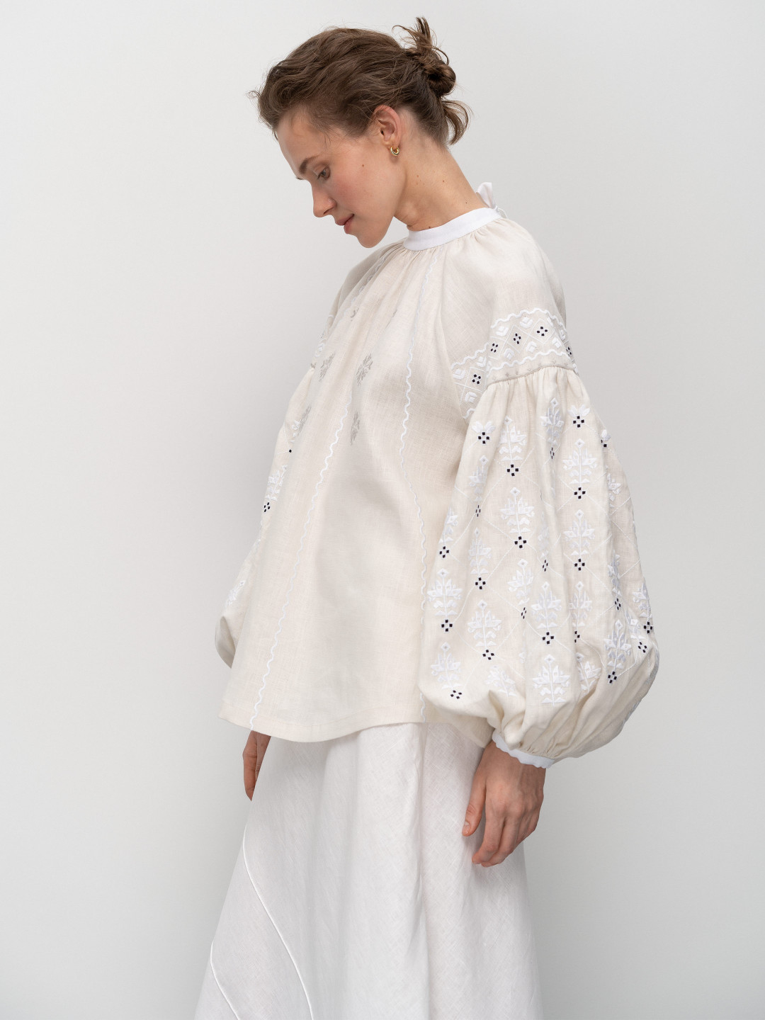 White Embroidered 'Poltavska' Blouse by Etnodim on curated-crowd.com