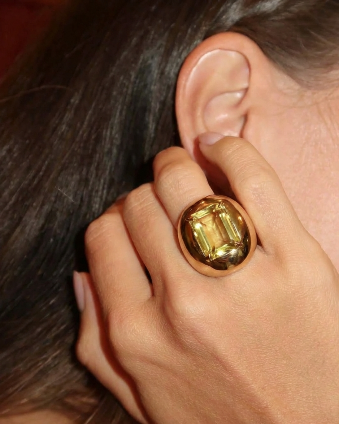 Lemon Quartz Set Polished Bombe Ring by Tay Jewellery on curated-crowd.com