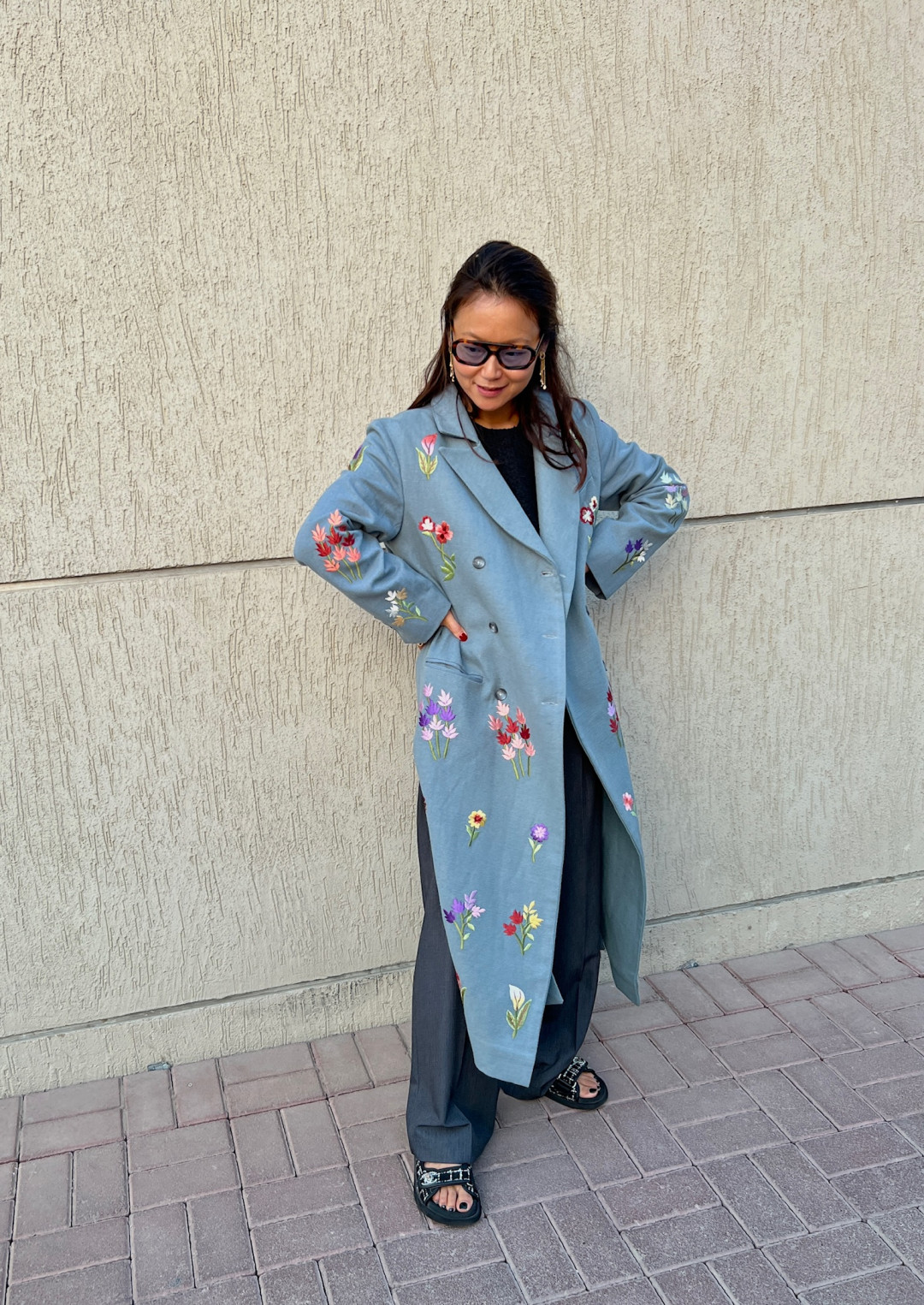Flower Linen Coat by Artwear Gallery on curated-crowd.com