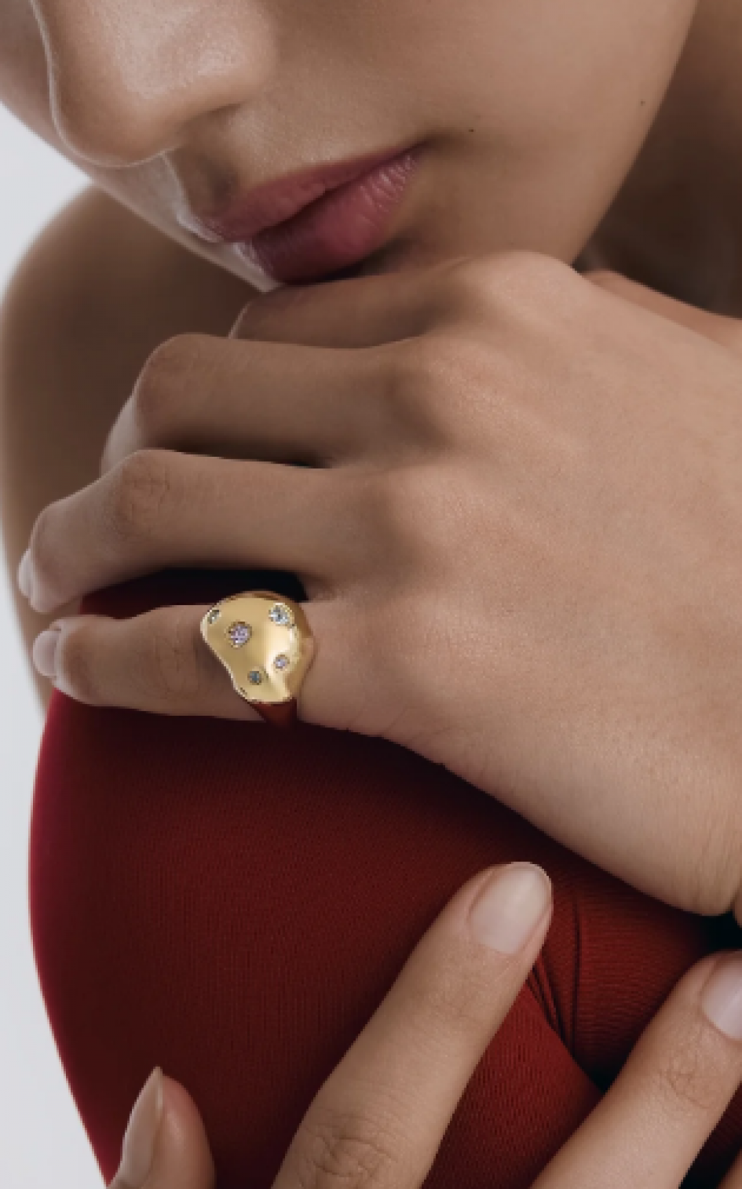 Shapeless Ring Aquamarine and Pink Sapphire by BOULO on curated-crowd.com