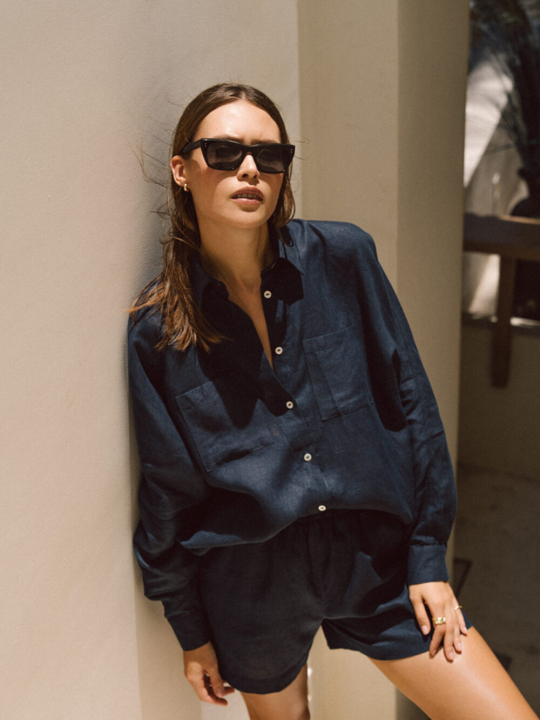 Havana Navy Linen Shirt by AG Studio on curated-crowd.com