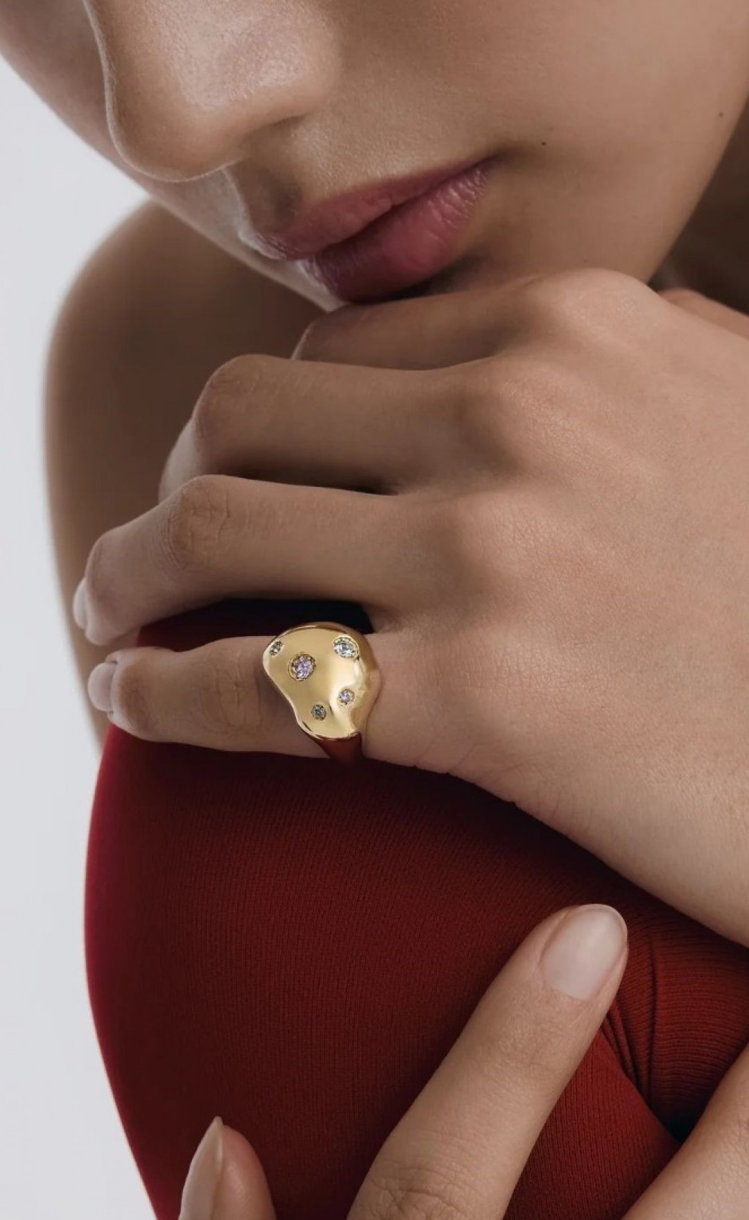 Shapeless Ring Aquamarine and Pink Sapphire by BOULO on curated-crowd.com