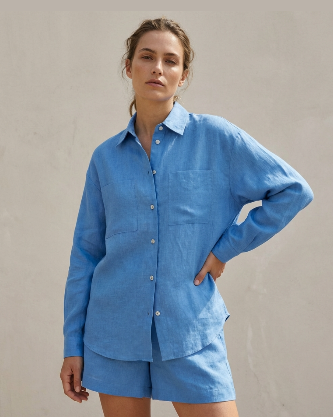 Havana Blue Linen Set by AG Studio on curated-crowd.com