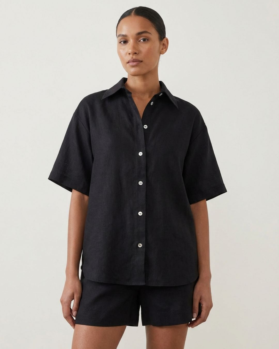 Lisbon Black Linen Set by AG Studio on curated-crowd.com