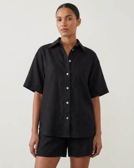 Lisbon Black Linen Set by AG Studio on curated-crowd.com