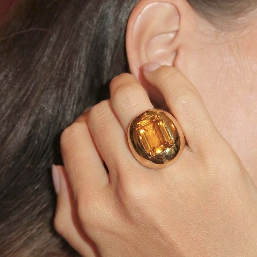 Citrine Set Polished Bombe Ring by Tay Jewellery on curated-crowd.com