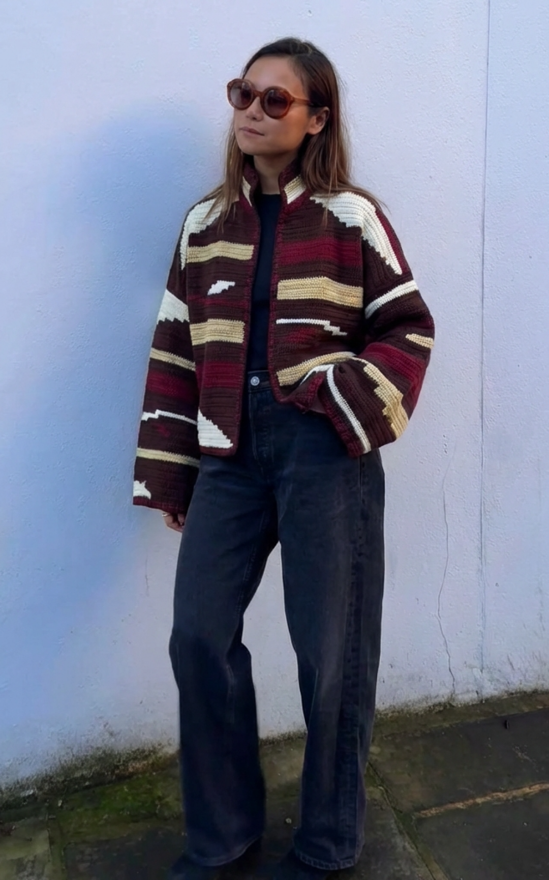 Kiona Jacket Brown/ Burgundy by Jessica K on curated-crowd.com