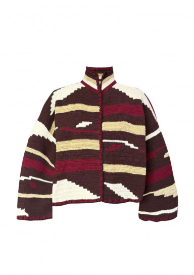 Kiona Jacket Brown/ Burgundy by Jessica K on curated-crowd.com