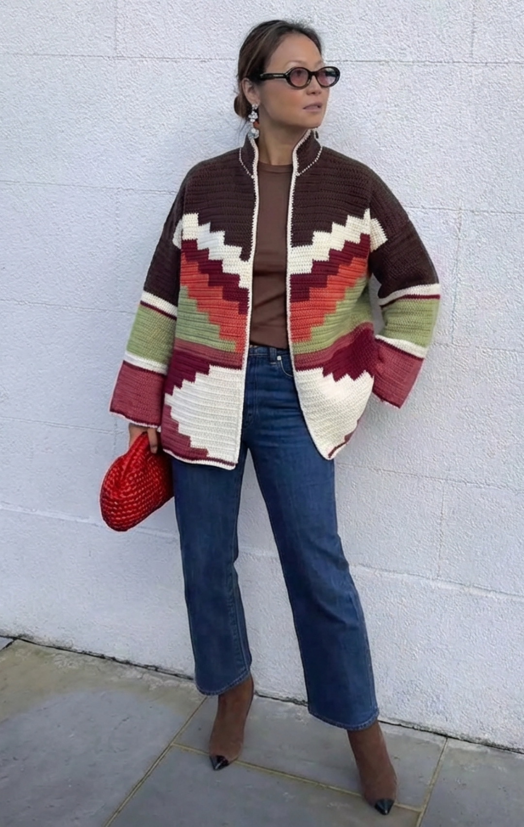 Zina Jacket Brown/Burgundy/Green by Jessica K on curated-crowd.com