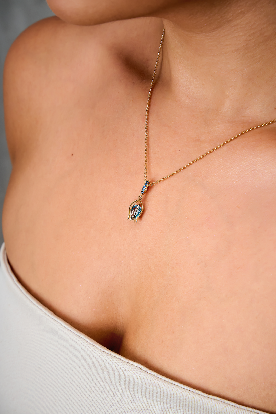 Tulip Topaz Charm Pendant by Tripat Jewellery on curated-crowd.com