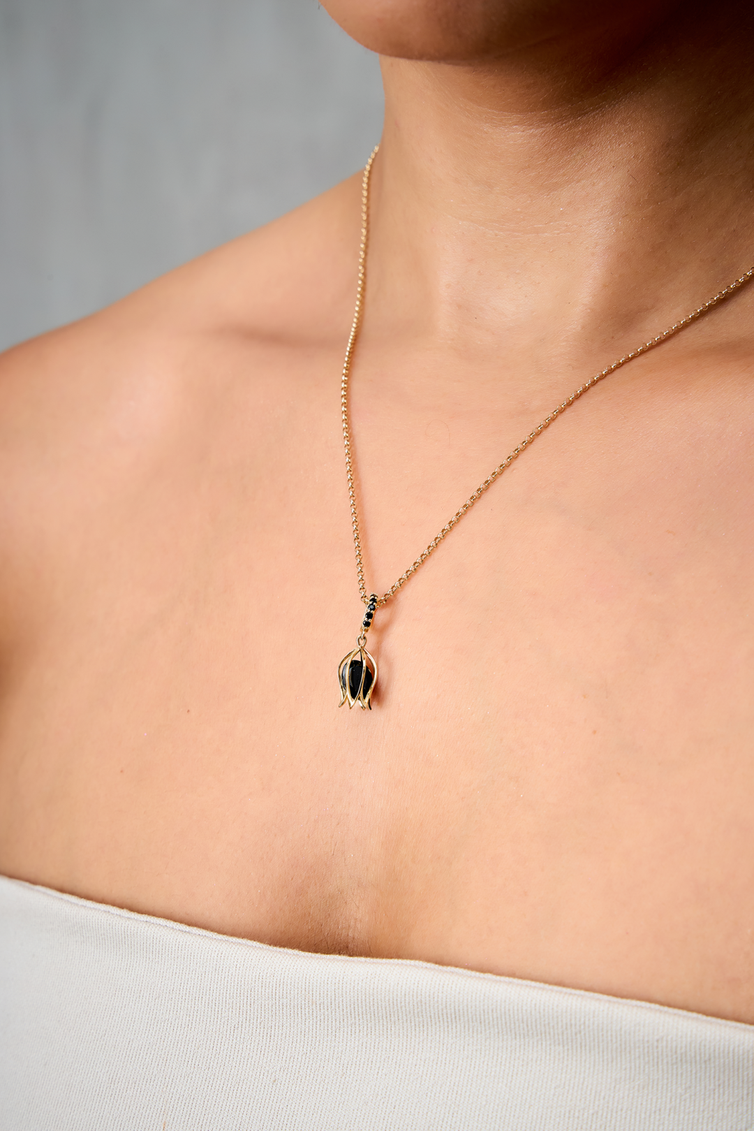 Tulip Onyx Charm Pendant by Tripat Jewellery on curated-crowd.com