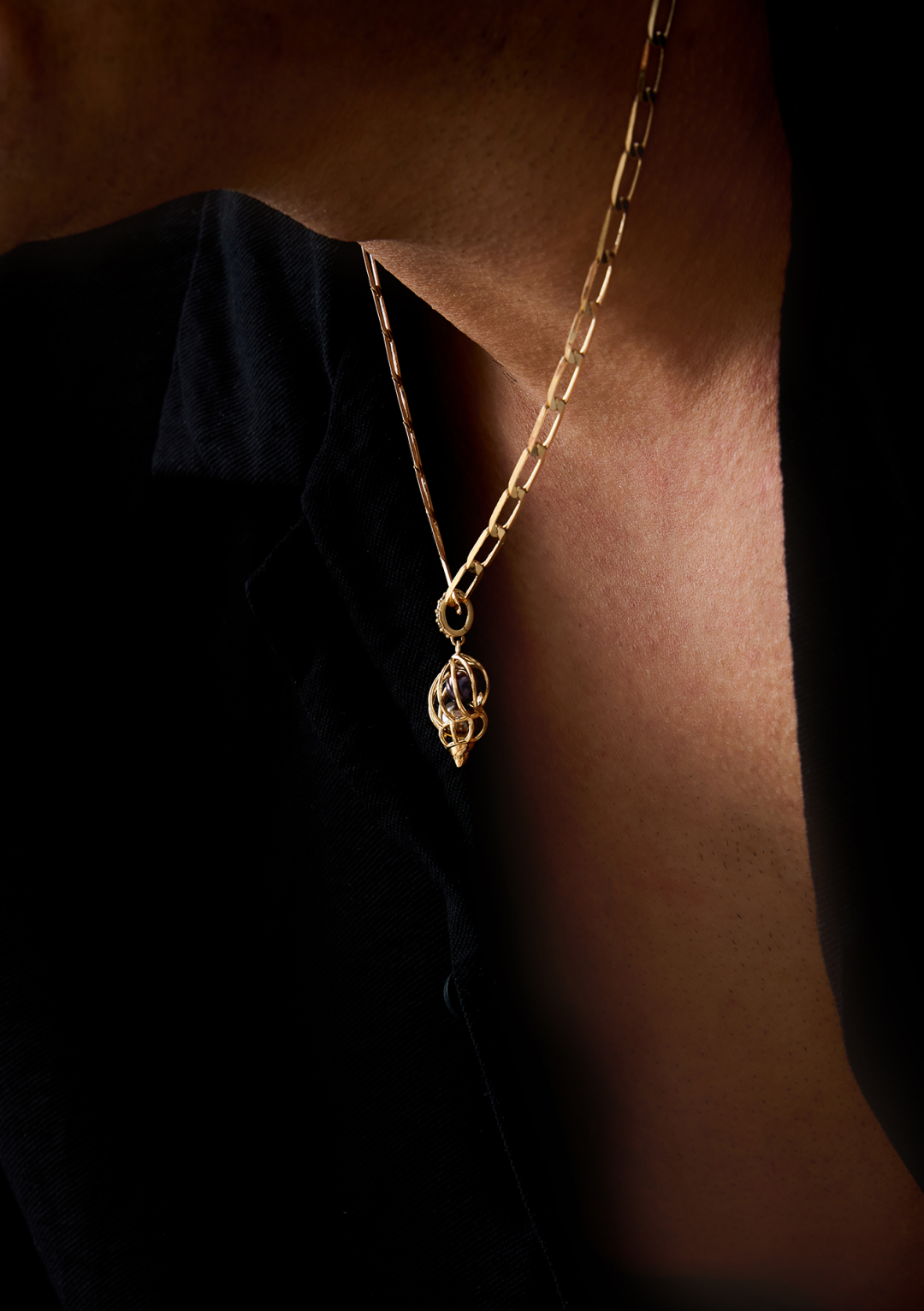 Shankh Tahitian Charm Pendant by Tripat Jewellery on curated-crowd.com