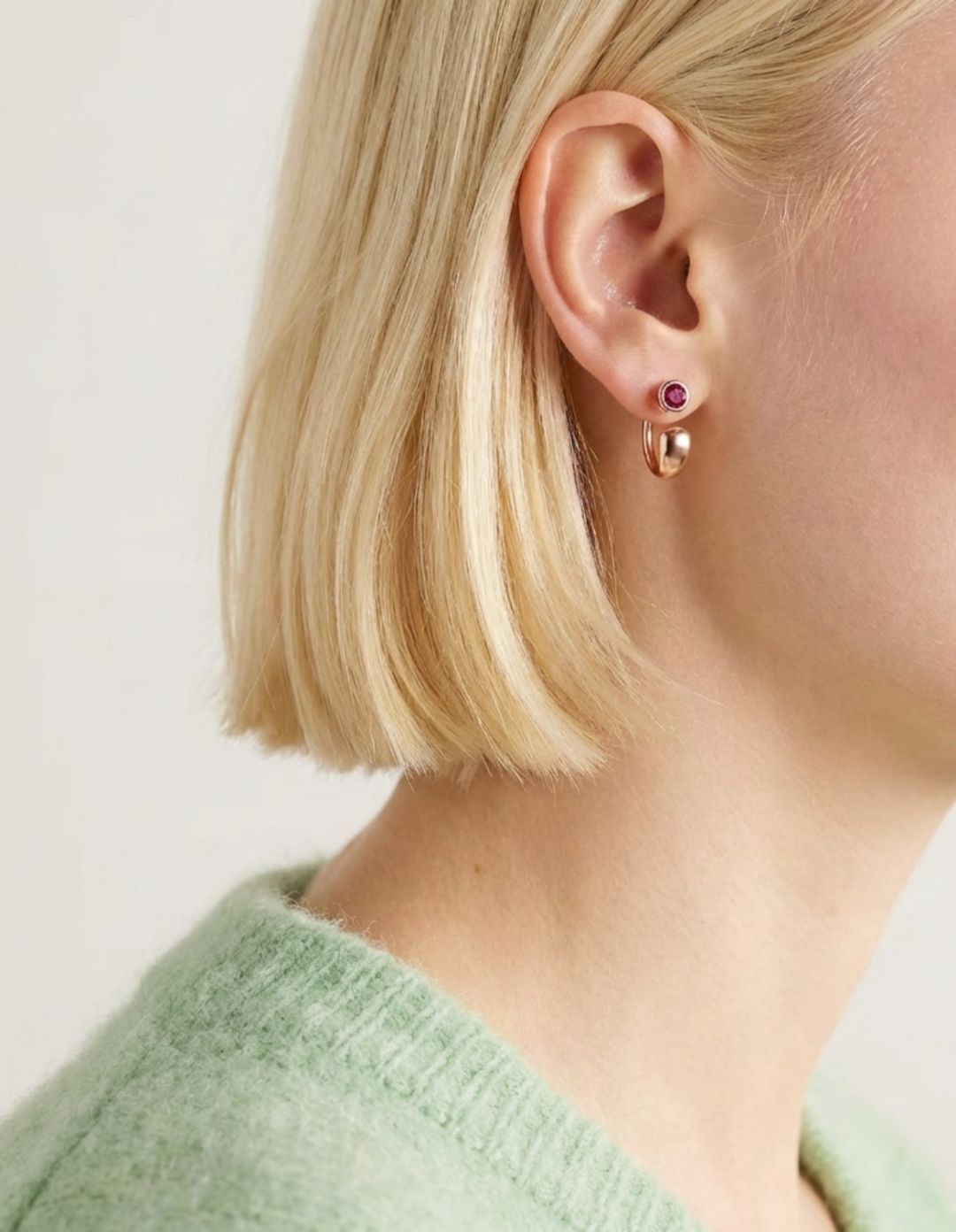 Eclipse Earrings with Red Ruby in Rose Gold by Kimjoux on curated-crowd.com