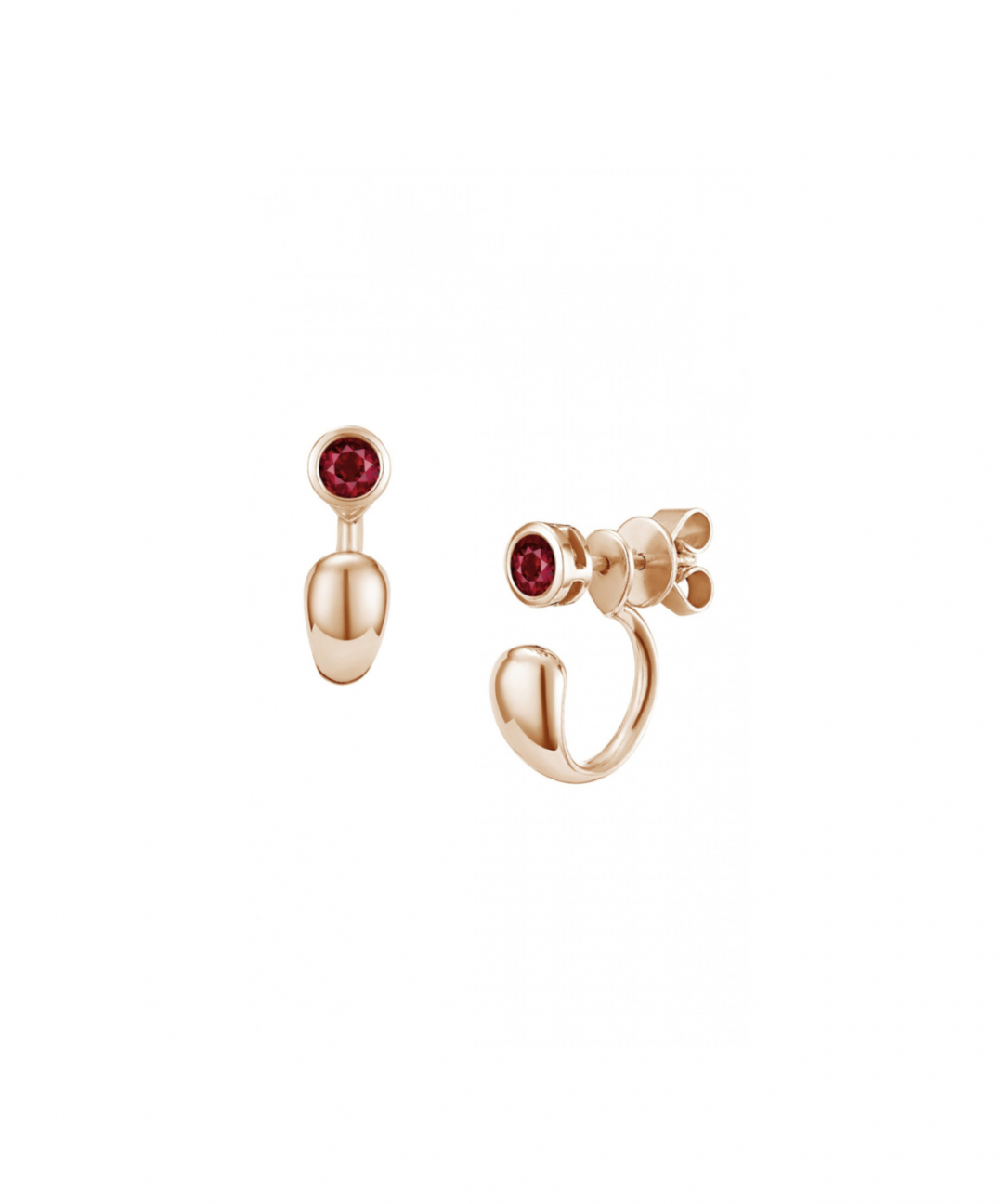 Eclipse Earrings with Red Ruby in Rose Gold by Kimjoux on curated-crowd.com