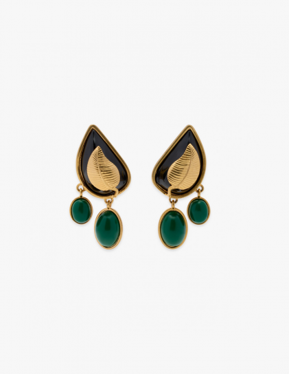 Leaf Earrings Green by Sonia Petroff on curated-crowd.com