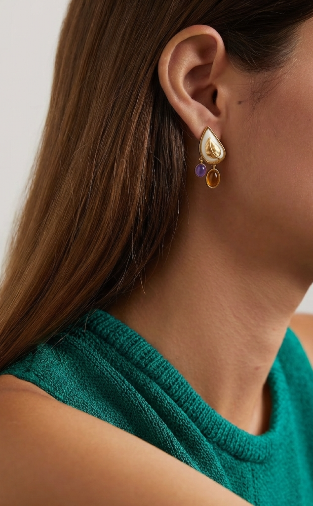 Leaf Earrings Amber by Sonia Petroff on curated-crowd.com