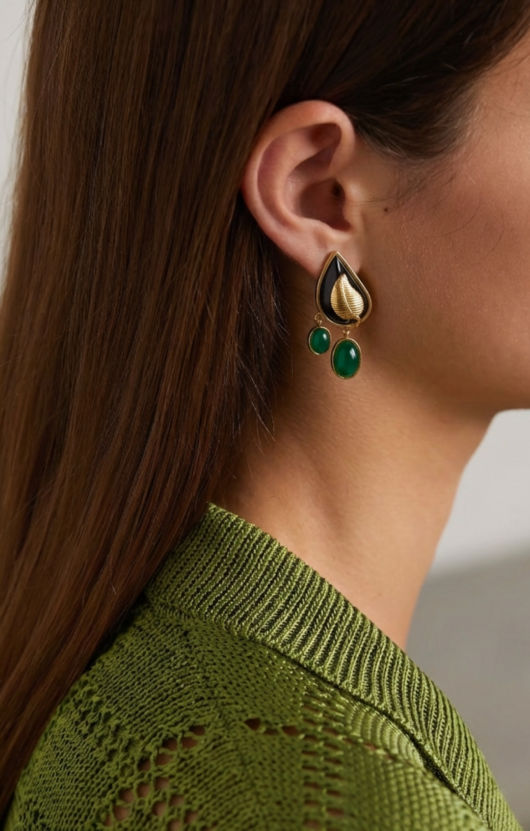 Leaf Earrings Green by Sonia Petroff on curated-crowd.com