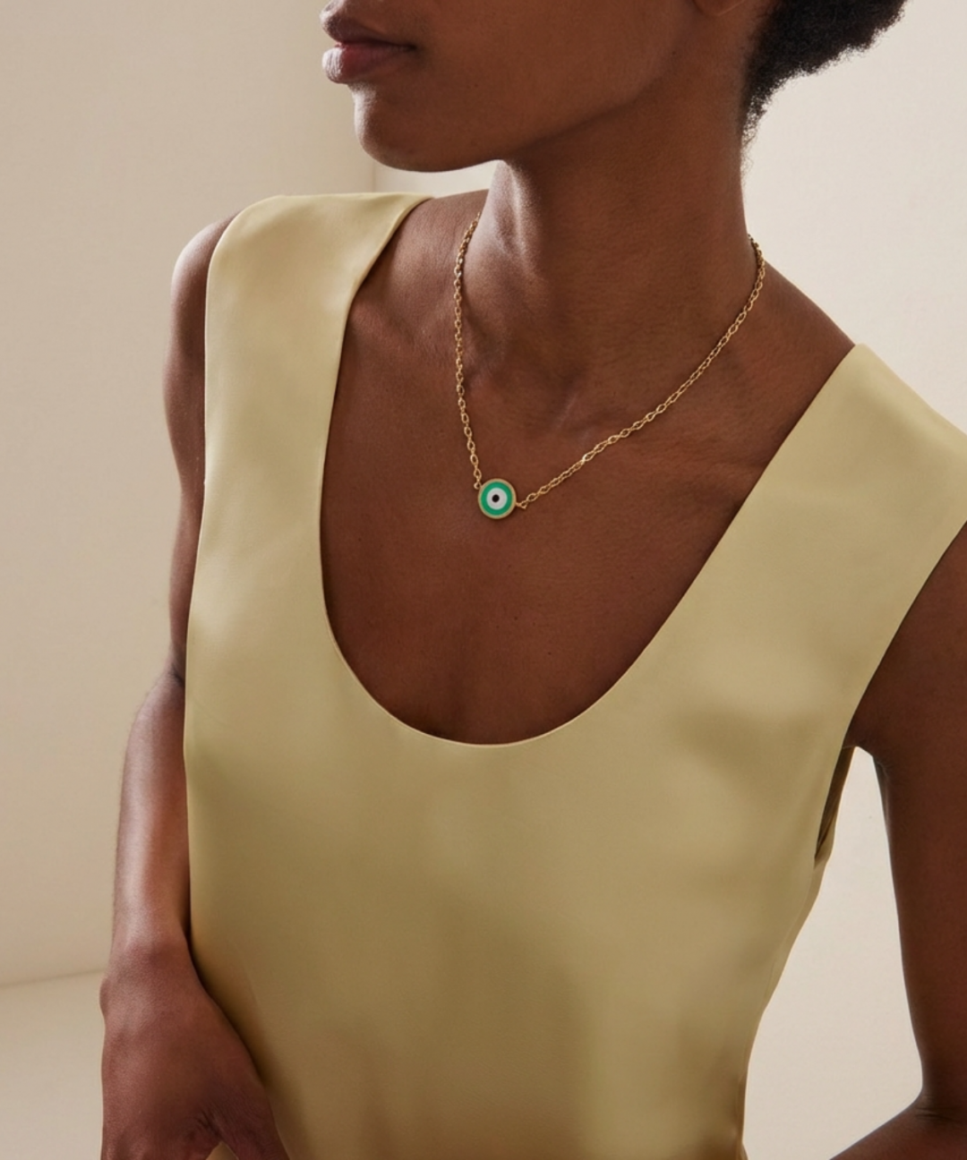 Maviada Evil Eye 18K Gold Necklace by MAVIADA on curated-crowd.com