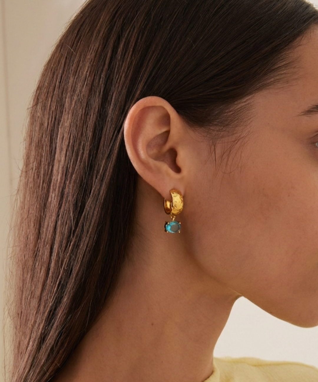Bastia Hoop Blue Quartz Earrings by MAVIADA on curated-crowd.com