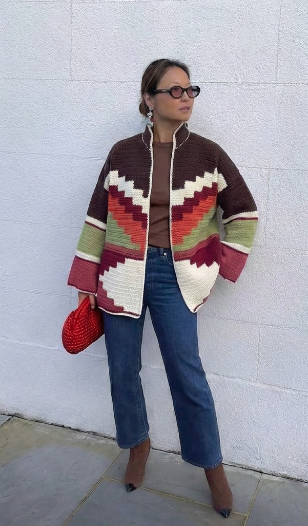 Zina Jacket Brown/Burgundy/Green by Jessica K on curated-crowd.com