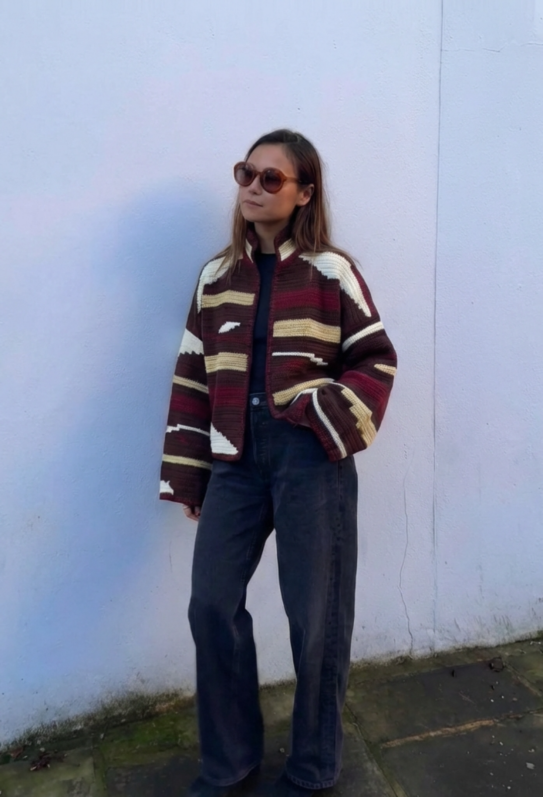 Kiona Jacket Brown/ Burgundy by Jessica K on curated-crowd.com