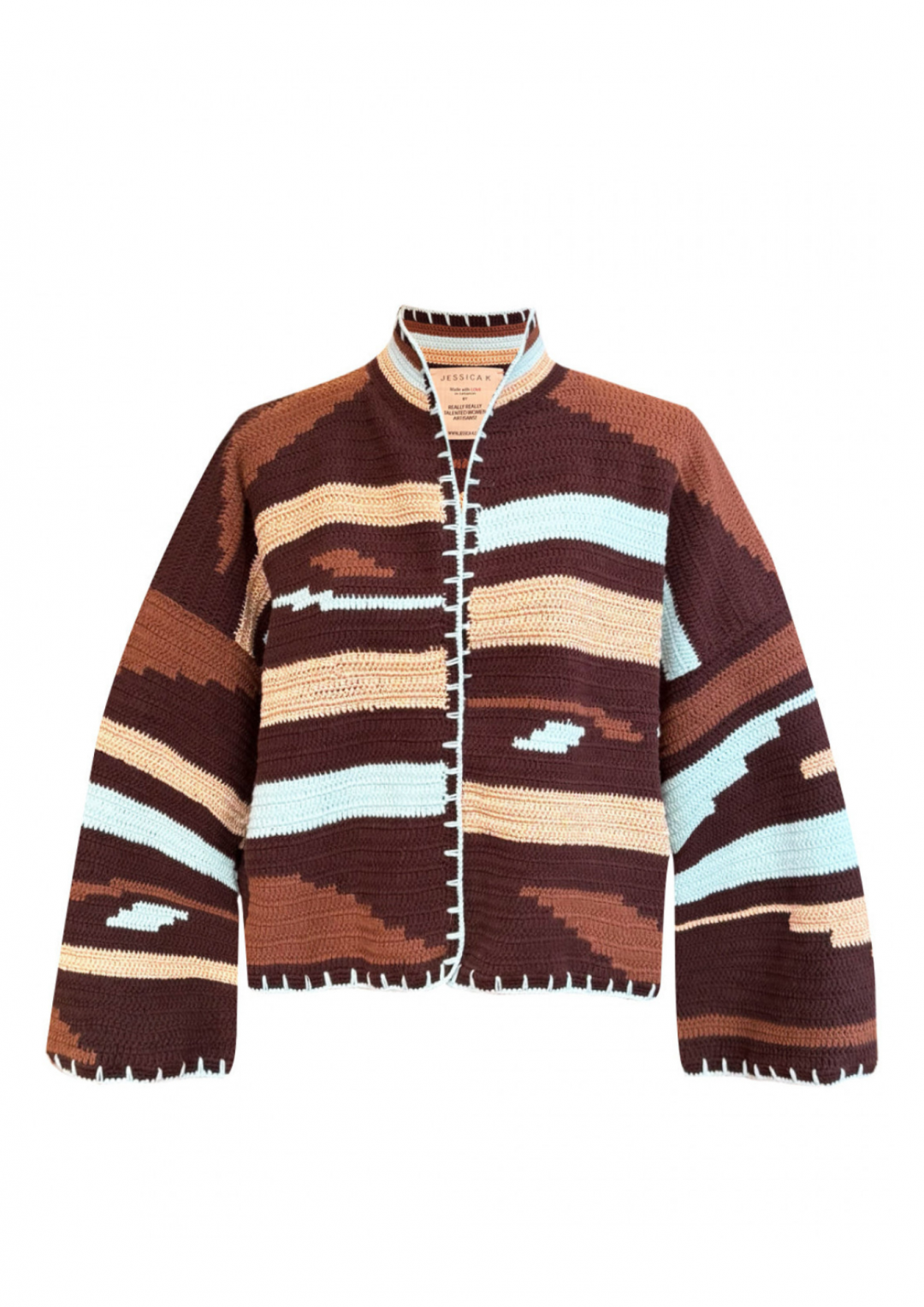 Kiona Jacket Short Brown Aqua by Jessica K on curated-crowd.com