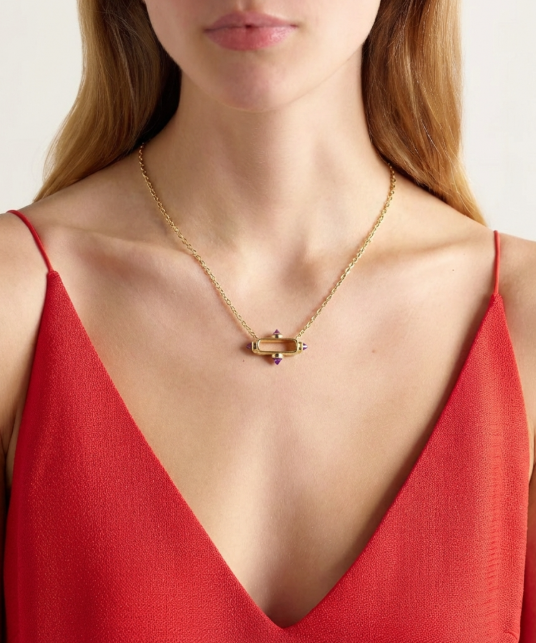 Four Stone Oval link Necklace with Purple Amethyst by MAVIADA on curated-crowd.com