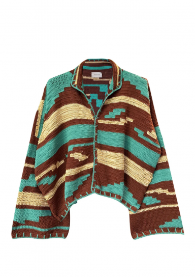 Kiona Jacket Brown/Aqua by Jessica K on curated-crowd.com