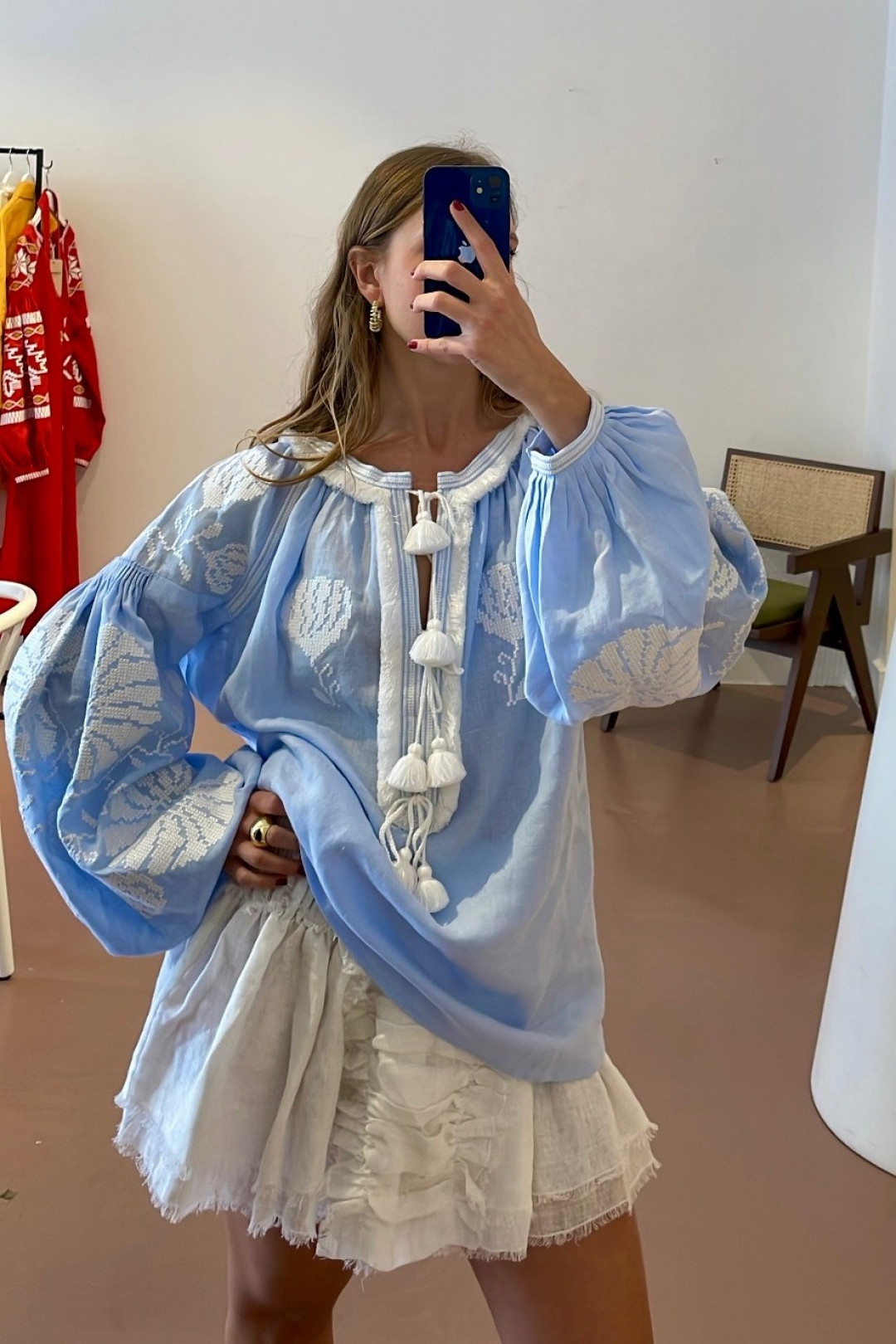 Blue Lilly Blouse by FOBERINI on curated-crowd.com