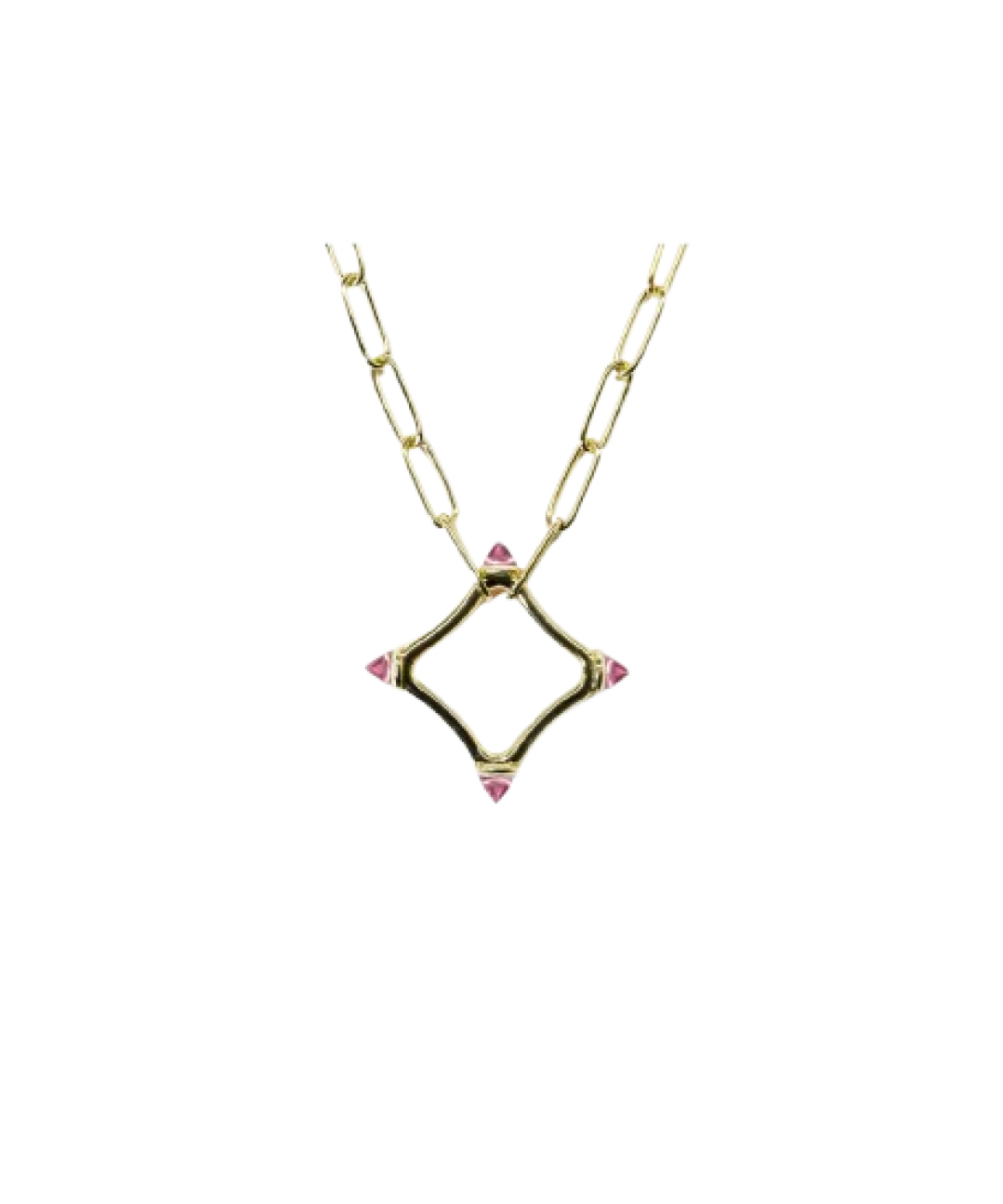 Colour Large Logo Chain Necklace set in Pink Tourmaline, 18k Gold by MAVIADA on curated-crowd.com