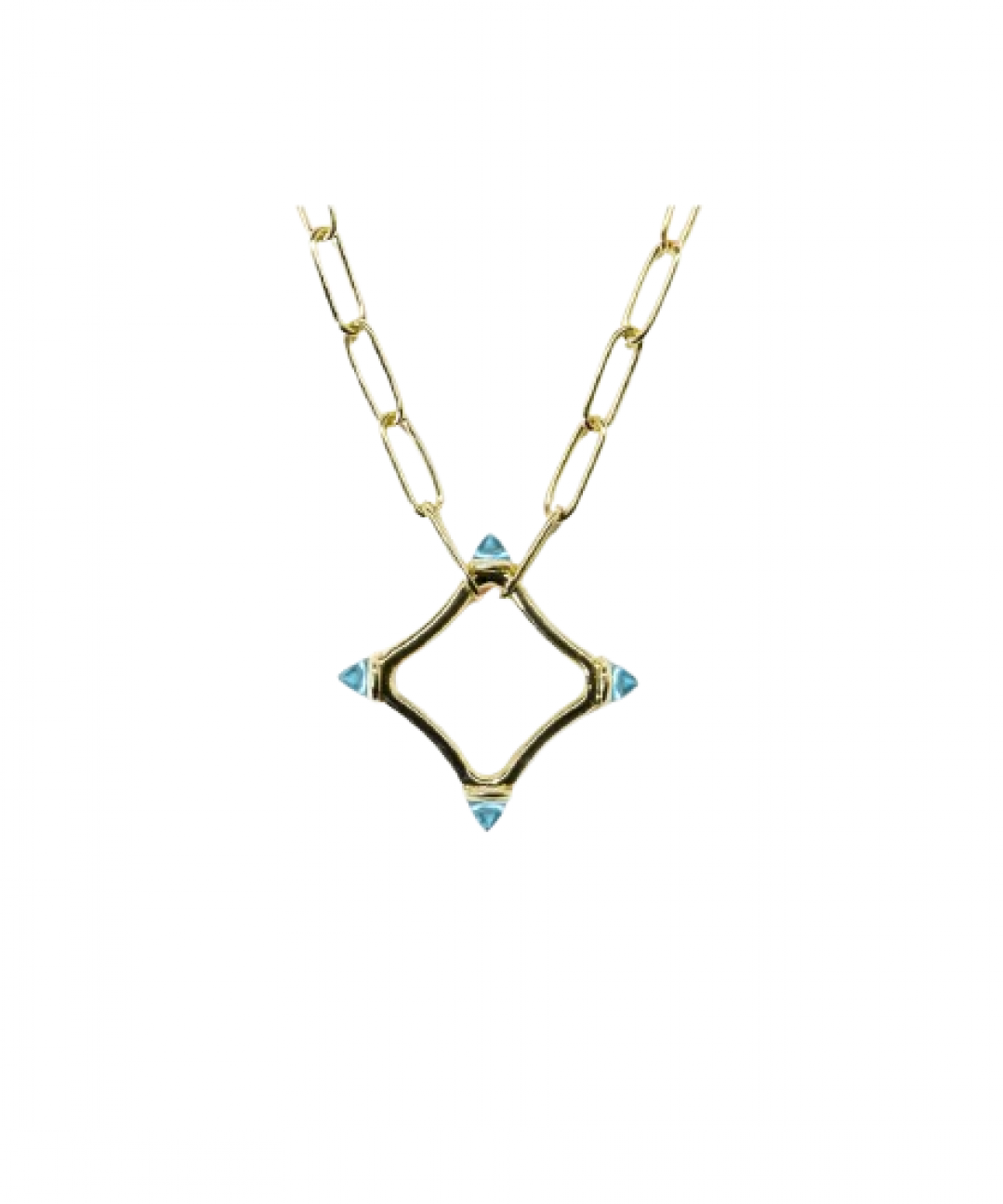 Colour Large Logo Chain Necklace set in Sky Blue Topaz, 18k gold by MAVIADA on curated-crowd.com